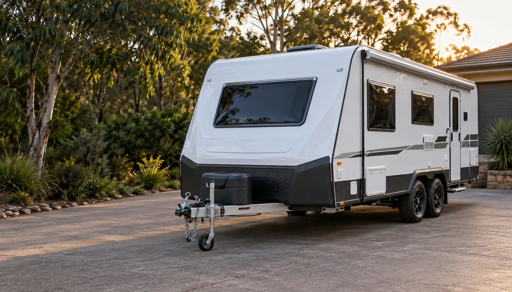 Illustrative caravan parked at a suitable inspection location