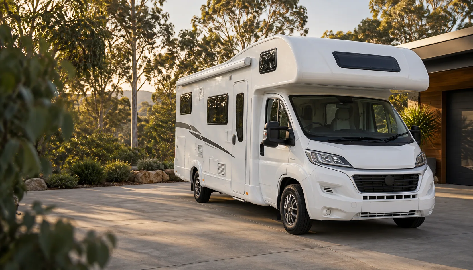 Motorhome parked at a suitable mobile inspection location